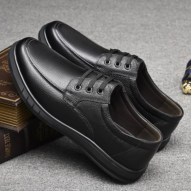 Men's leather shoes cowhide casual 2025 autumn soft sole middle-aged men's shoes elderly father shoes 2025