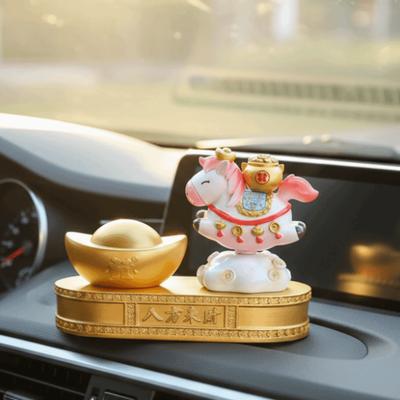 Creative Chinese New Year Horse Ornament Good Luck Blessing Words Resin Cartoon Horse Statue Handcrafted Year of The Horse