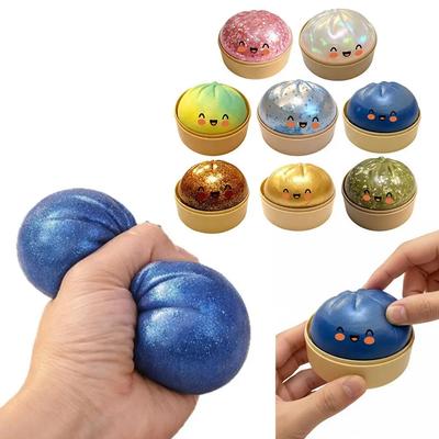 Jucării Squishy Găluște cu Sclipici 2026 Jucărie Fidget Virală Colorată Simulare Găluște la Abur Jucărie de Decompresie pentru Anxietate