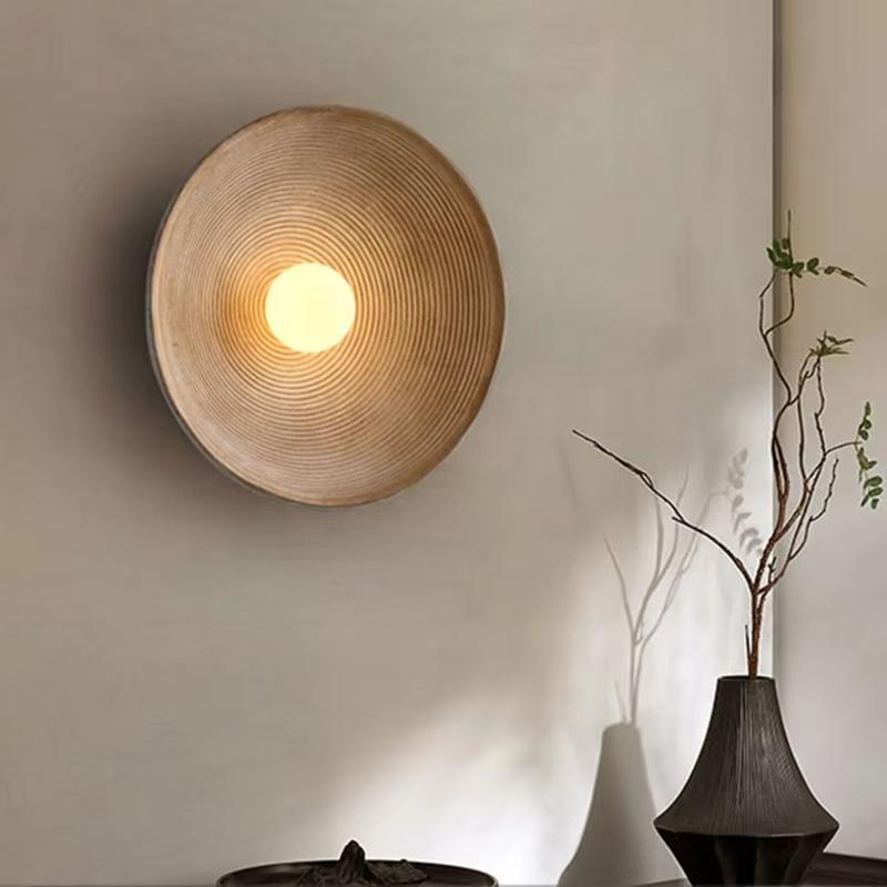 Retro Japanese Resin Wall Lamp Suitable for Living Room Bedroom Bedside Background Decoration Light