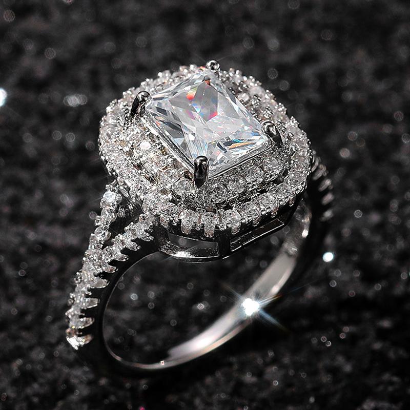 Neu Wunderschöne Volle Zirkon Hochzeit Ringe Frauen Schillernden Kristall Zirkonia Vorschlag Engagement Party Ring Luxus Schmuck