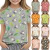 Kids Animal Print Crew Neck Short Sleeve Casual Loose Fit T Shirt Top for Children Soft Comfortable Fabric Suitable for Everyday Wear