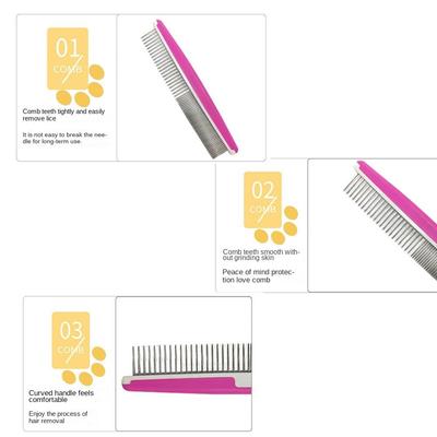 Professional Stainless Steel Pet Open Knot Comb Single Row Pet Supplies Double Tooth Row Comb Dog Cat Pin Comb Pet
