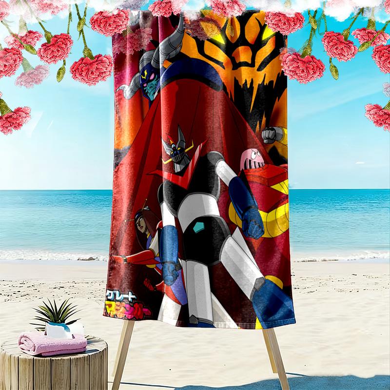 Retro robot 2D Flat Print Beach Towel, Large Soft Quick Dry Towel for Beach Camping SwimmingSSTJ0917283