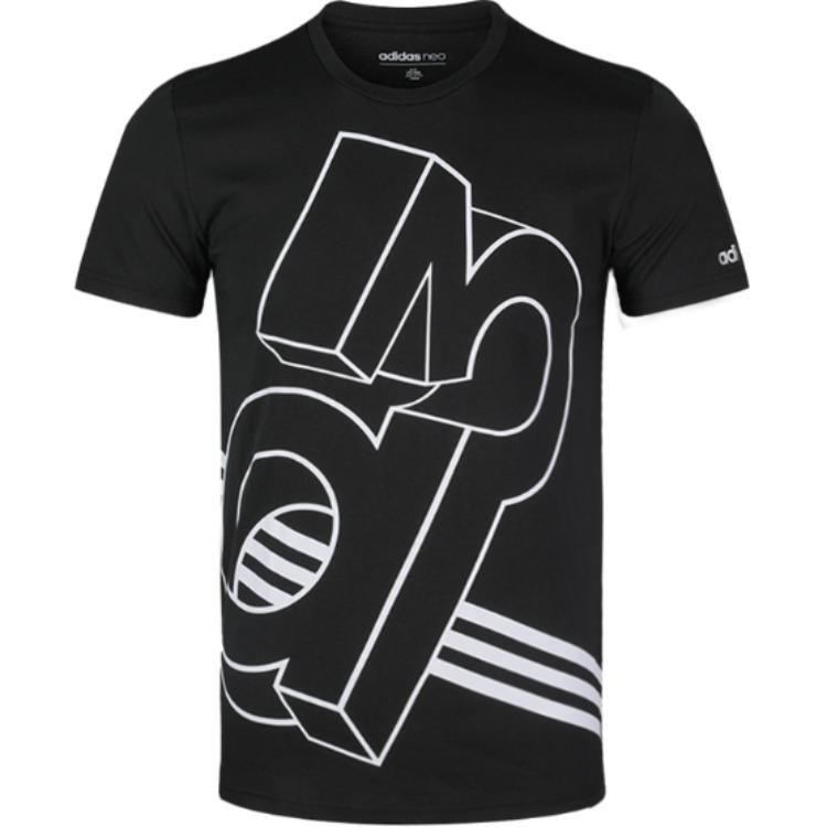 

Adidas Neo M Fav Модная удобная футболка с коротким рукавом и круглым вырезом 3D Мужские топы Черный DW8231 L