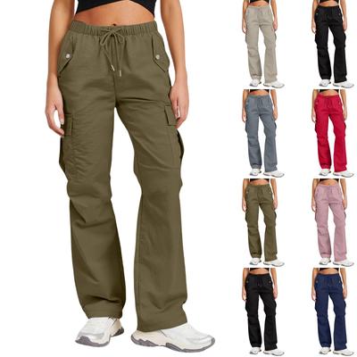 Women's Sports Pants Casual Loose Solid Color High Waisted Pocket Pants