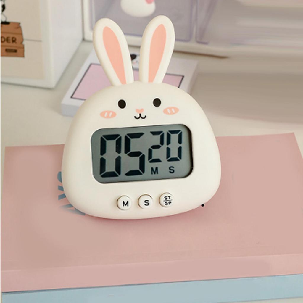Digital Kitchen Timer Cute Bunny Magnetic Precise Easy Clear Alarm Cooking Timer for Famil