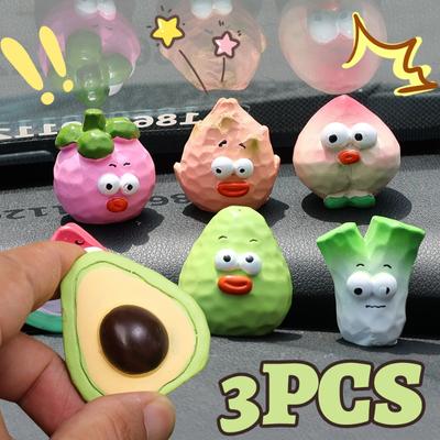 Car Ornaments Automotive Dashboard Center Console Big Eyed Fruit Resin Ornament Car Interior Imitation Wood Carving Decoration