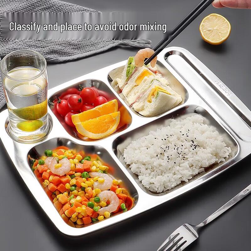 Stainless Steel 5-Compartment Meal Tray
