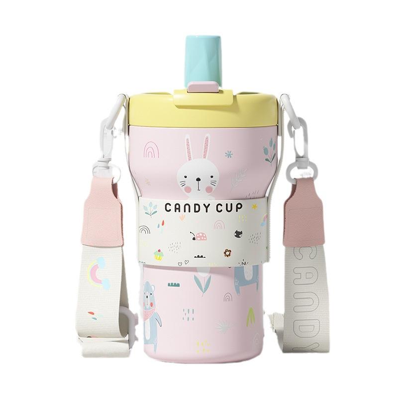 

Dear, thermos cup, female ceramic liner, coffee cup, high value, double drinking straw, water cup, student cup. 650ml