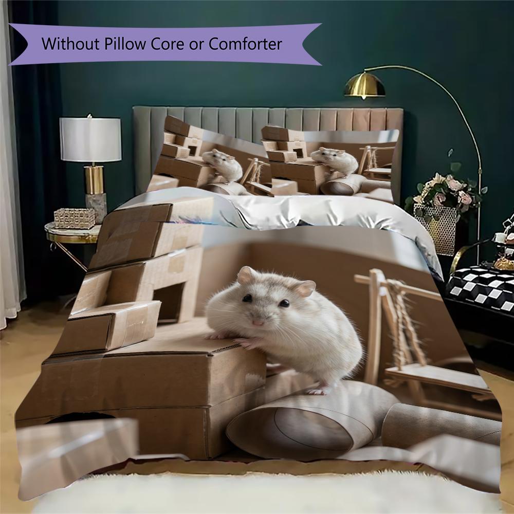 Vintage Guinea Pig Pattern Bedding uilt Set uilt Cover Pillowcase Home Decoration Birthday Gift (1 * duvet cover + 2 * pillowcase without core)