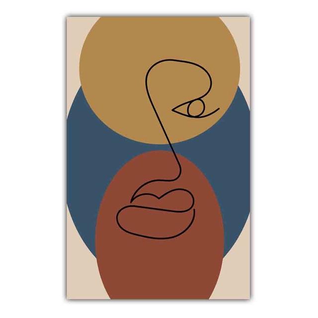 Abstract Matisse Minimalist Line Face Four Color Pattern Artwork Poster Canvas Painting Wall Art Pictures Room Home Decor