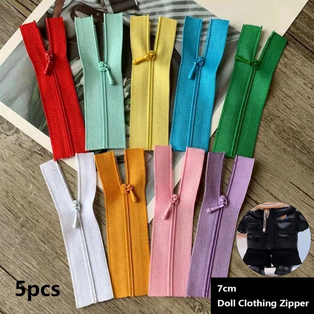 5pcs/set Multicolors DIY Handmade Sewing Zipper Mini DIY Doll Clothes Accessory