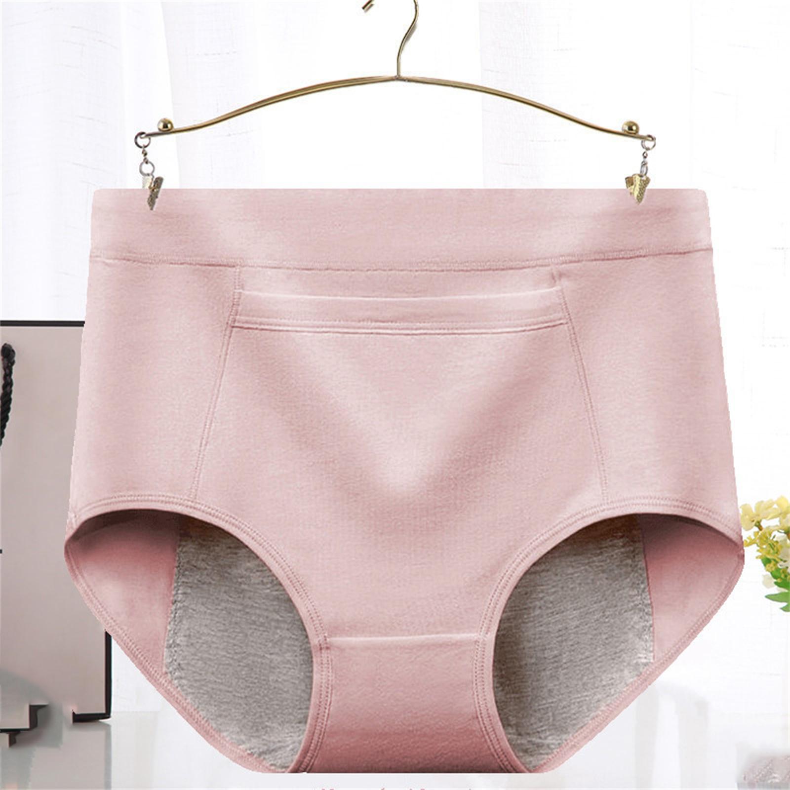 

Women S Menstrual Panties Mid-Waist Cotton Postpartum Women S Panties Fully Covered Panties 3X-Large рожевий