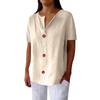 Spring Autumn New Women's Loose V-neck Button T-shirt Comfortable Casual Blouse Top