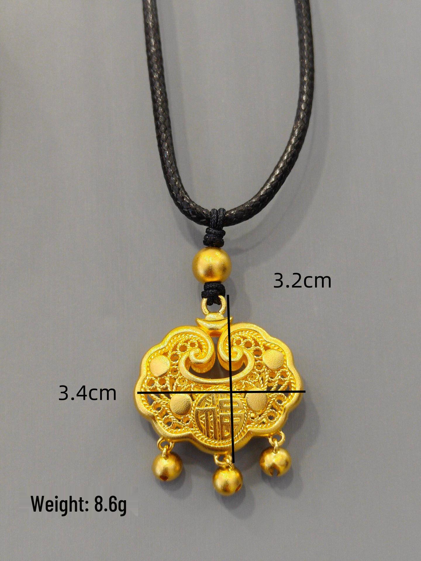 

Ожерелье-подвеска Фу Долголетие с золотым покрытием - Женский Замок Мира для Младенца в подарок на первый день рождения