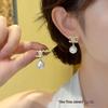 Elegant Pearl Earrings with French Double C Design and S925 Silver Needle