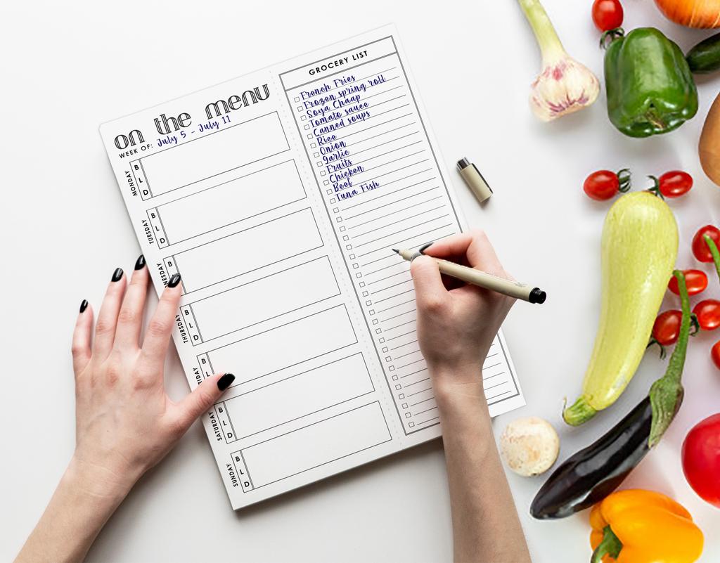 Inkdotpot Poznámkový blok Weekly Meal Planner 7" x 10, "Kuchyňské menu" Magnetický blok pro plánování jídla s odtrhávacími listy S-54