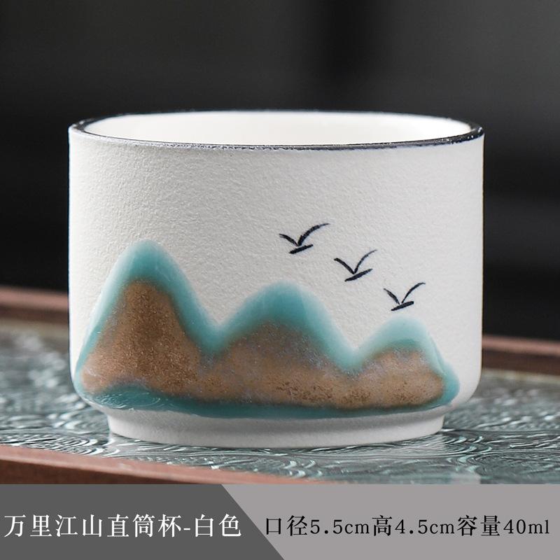 Hand-painted Wanli Jiangshan tea tasting cup ceramic teacup tea set Japanese dragon egg cup kung fu single cup master cup drinking tea bowl