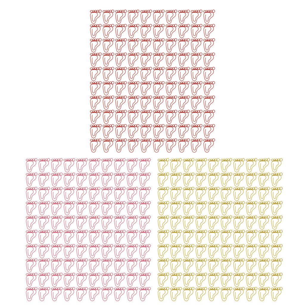 100pcs Paper Clip Foot Shape Cute Anti Slip Portable Paperclip for Bookmark Office Document File