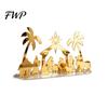 Christmas Tabletop Decorations Acrylic Ornament, Mirrored Golden Silhouette Scene, Decorative Living Room Table Decor Desktop Display for Holiday