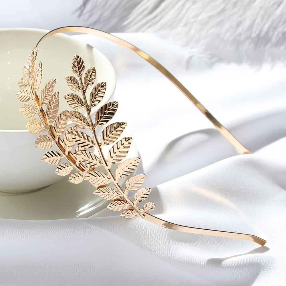Goldene Kopfbedeckung Haarschmuck Haarreif Hochzeits-Haarkrone Blätter Haarbänder Braut-Kopfschmuck