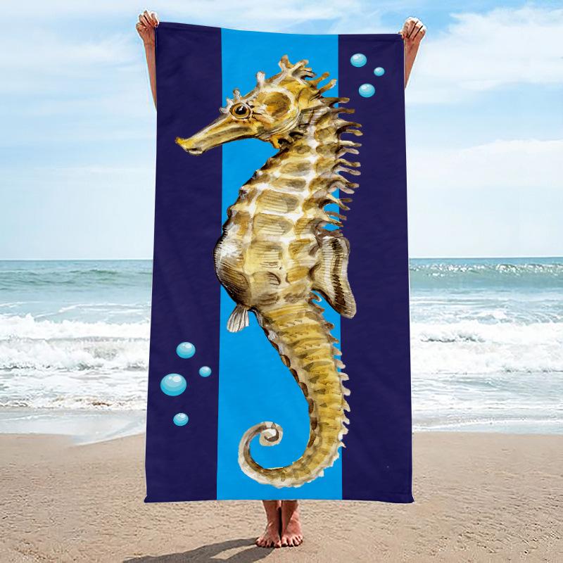 Blue Marble Beach Towel Abstract Ocean Wave Microfiber Quick Dry Sand Free Towel for Beach Pool Travel