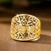 Hollow Floral Design Women Rings Metal Silver Color/Gold Color Boho Fancy Female Finger-rings Wide Band Statement Jewelry