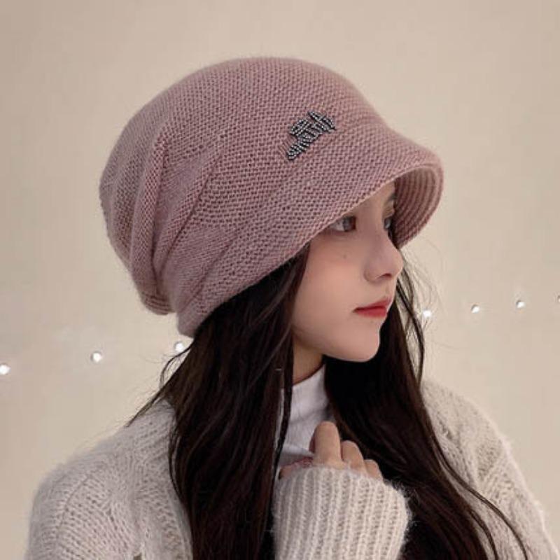 Knitted Wool Hat for Women Cold Hat for Women Winter Hat Men Autumn and Winter Melon Leather Hat Solid Color Versatile Yuppie Hat Trendy