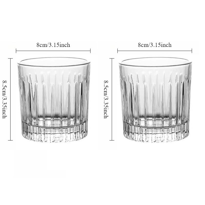 Juice Lemon Glass Water Cup Nordic Striped Glass Cup Creative Cocktail Glass Iced American Coffee Cup Suitable for Gift Giving 2pcs