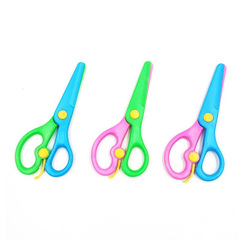Children's students cut labor-saving elastic safety small scissors DIY handmade art stationery kindergarten plastic handmade scissors