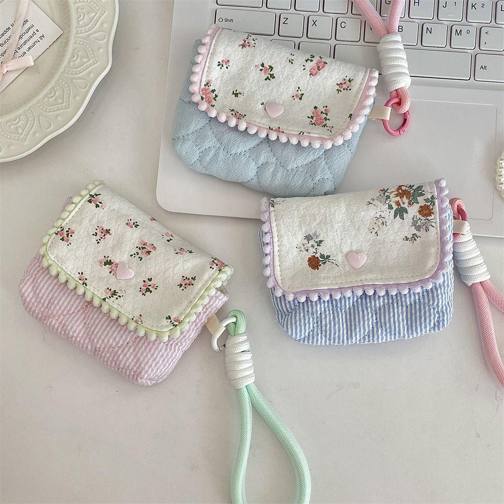 New Cartoon Floral Coin Purse Portable Multifunctional Key Coin Purse Card Bags Cosmetic Lipstick Earphone