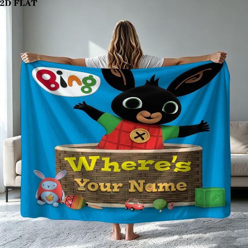 1PC Bing Custom Name Patterned Flannel Blanket Suitable For All Seasons for Home Decor Warmth and Comfort Gifts Holiday Present
