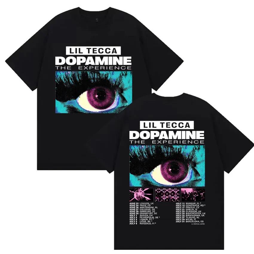 Рэпер Lil Tecca Dopamne The Experience Tour 2026 Графические футболки Мужская Хип-Хоп Мода Хлопковая футболка с коротким рукавом Streetwear S разноцветный