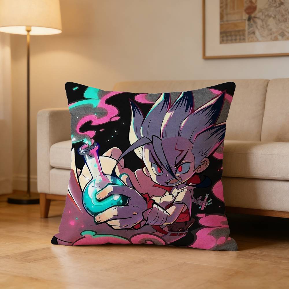 Anime D-Dr. Stone Pillow Case Pattern Printed Pillowcase For Living Room Sofa Cushion Cover