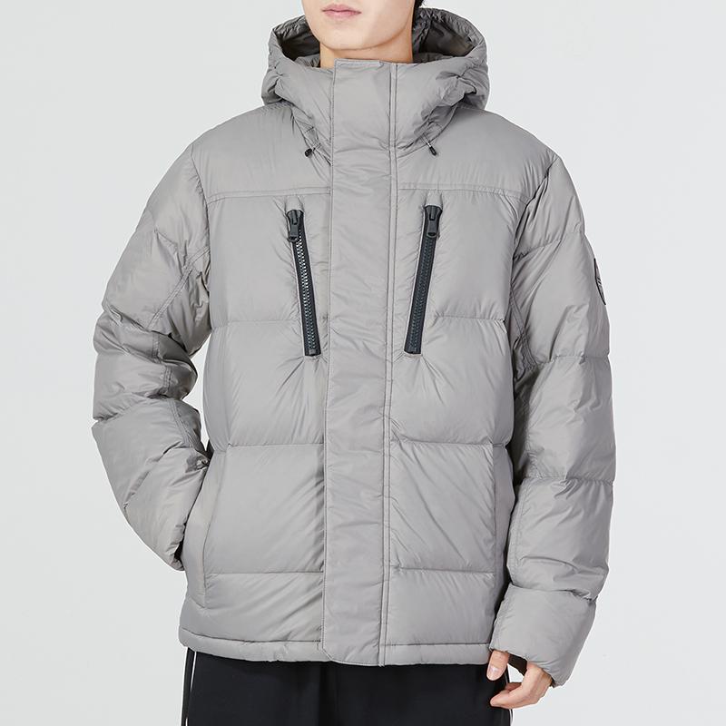 Under Armour Cgi Down Jacket Solid Logo Sports Hooded Down Coat Men Outerwear Light-Gray 1375437-294
