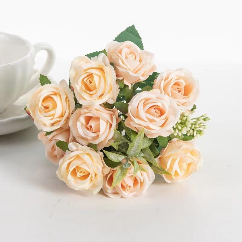 

10-Head Austin Rose Artificial Bouquet for Weddings, Home Decor, and Photography Props.