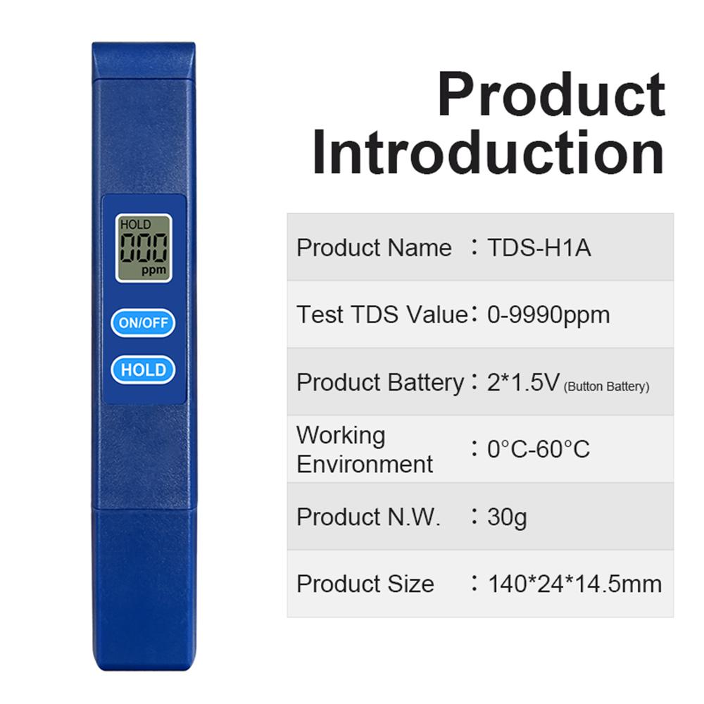 TDS Meter Digital Water Quality Tester PH Meter Tester 1-9991PPM TDS&EC LCD Water Purity PPM Aquarium Filter for Farming Pools