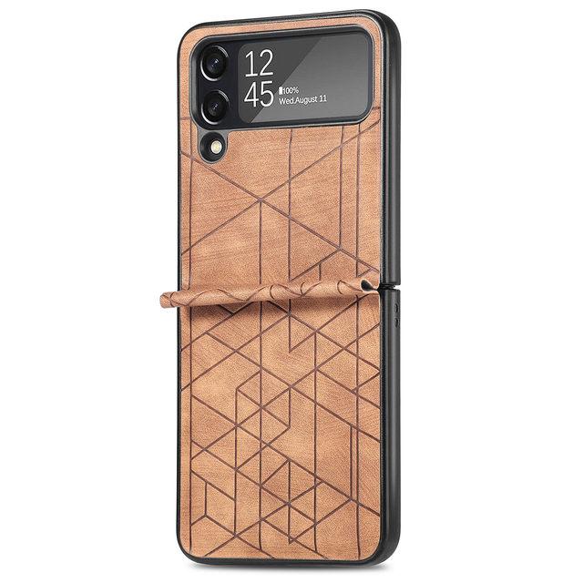 Skládací kožený kryt s protiskluzovou úpravou pro Samsung Galaxy Z Flip4 5g Flip 4 Zflip4 Neskluzové ochranné pouzdra Funda