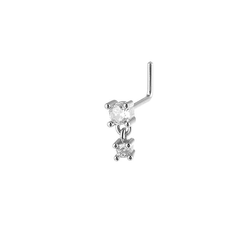 Lange Mode-Nasenringe aus Edelstahl für Damen, Kupfer mit Zirkonia-Herz-Anhänger, L-Bogen, Nasenpiercing-Schmuck, Körperschmuck 20G