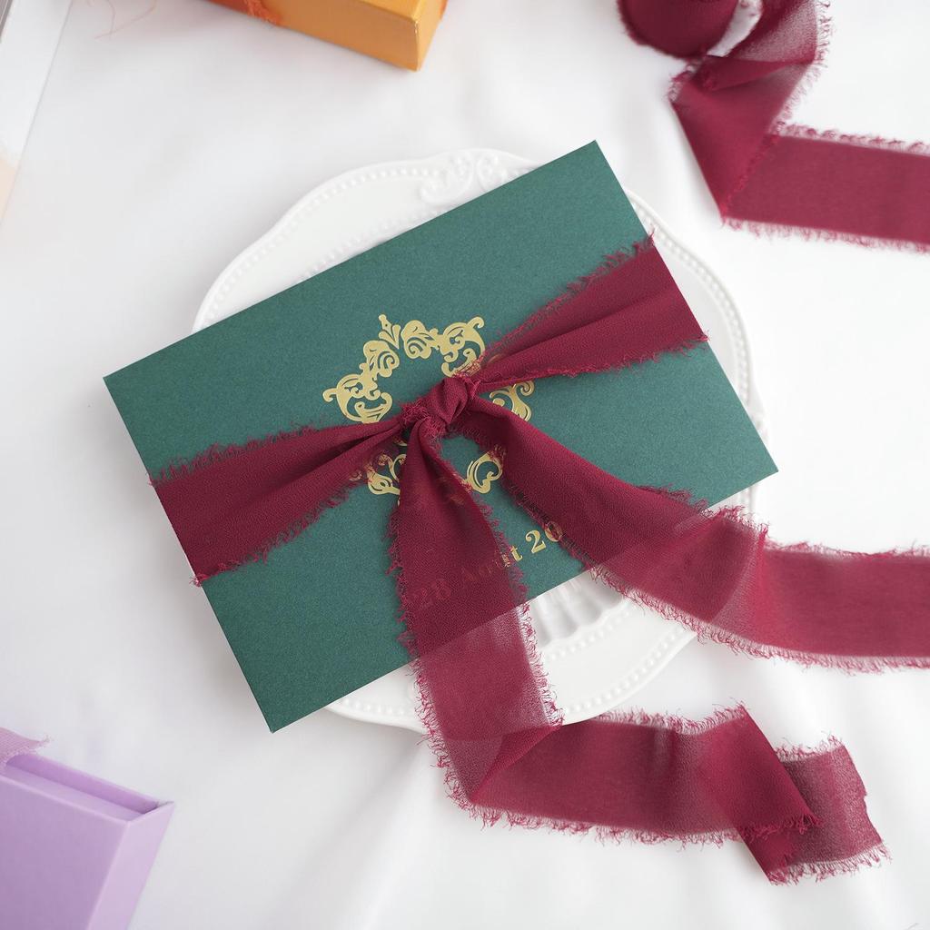 Handmade Pearl Chiffon Ribbon with Frayed Edges for Wedding Bouquets