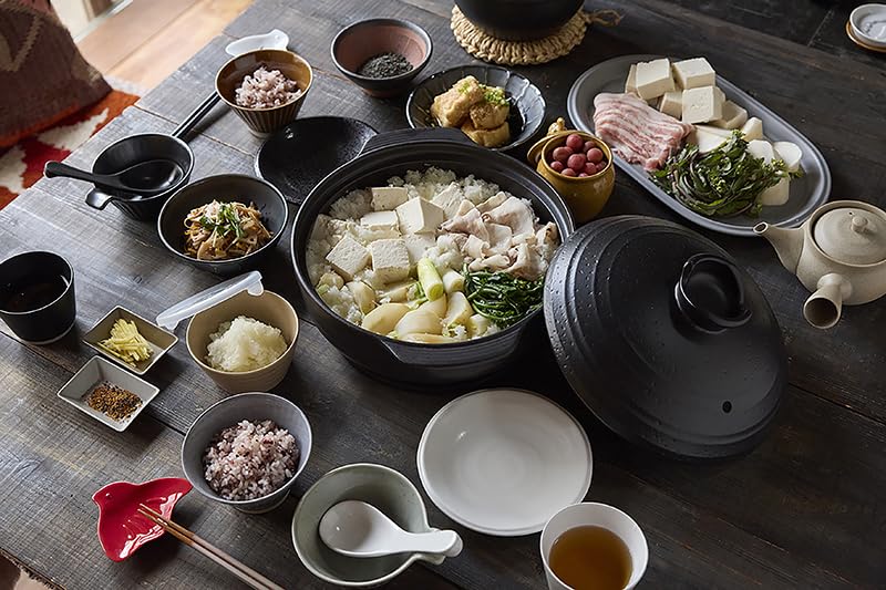 TAMAKI Miyabi Earthenware Size Hard Direct-Fire Pot, 9, Black, 32x27.5x17.5cm (H), Porcelain, Direct-Fire, T-974964