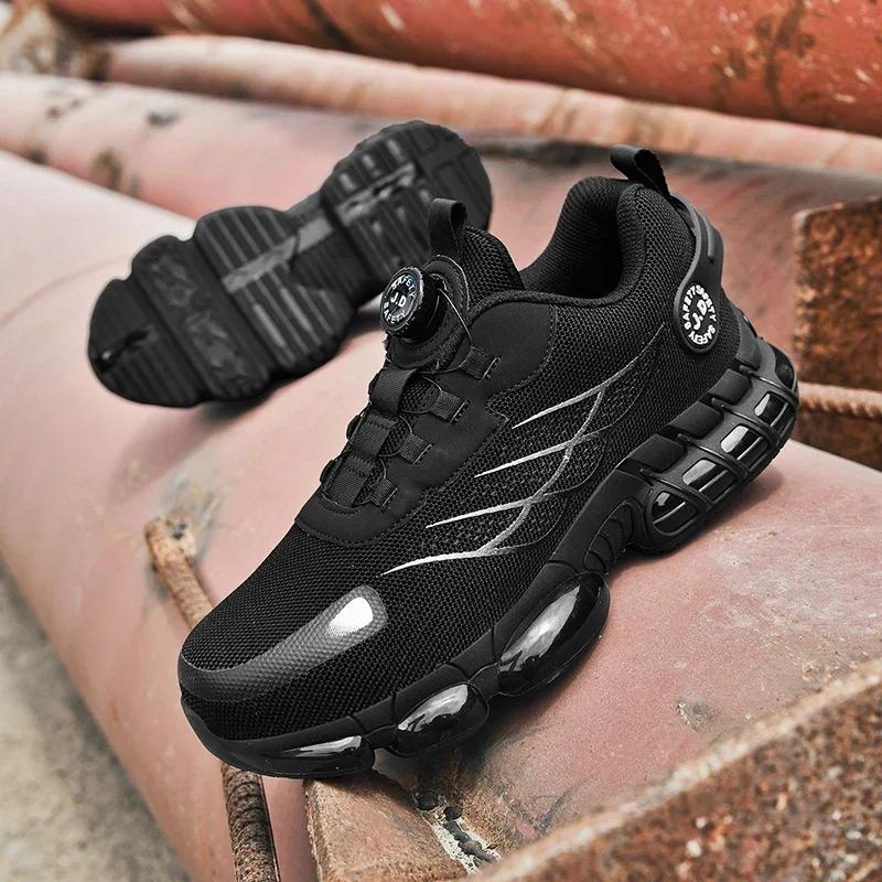 Dönen Düğme Yeni Güvenlik Ayakkabıları Erkekler Anti-smash Anti-delinme iş ayakkabısı Moda Erkek spor ayakkabılar Güvenlik Koruyucu Botlar Erkekler