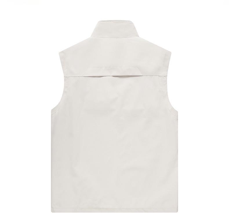 Spring Men's Breathable Outdoor Photography and Fishing Vest with Stand Collar and Logo Print