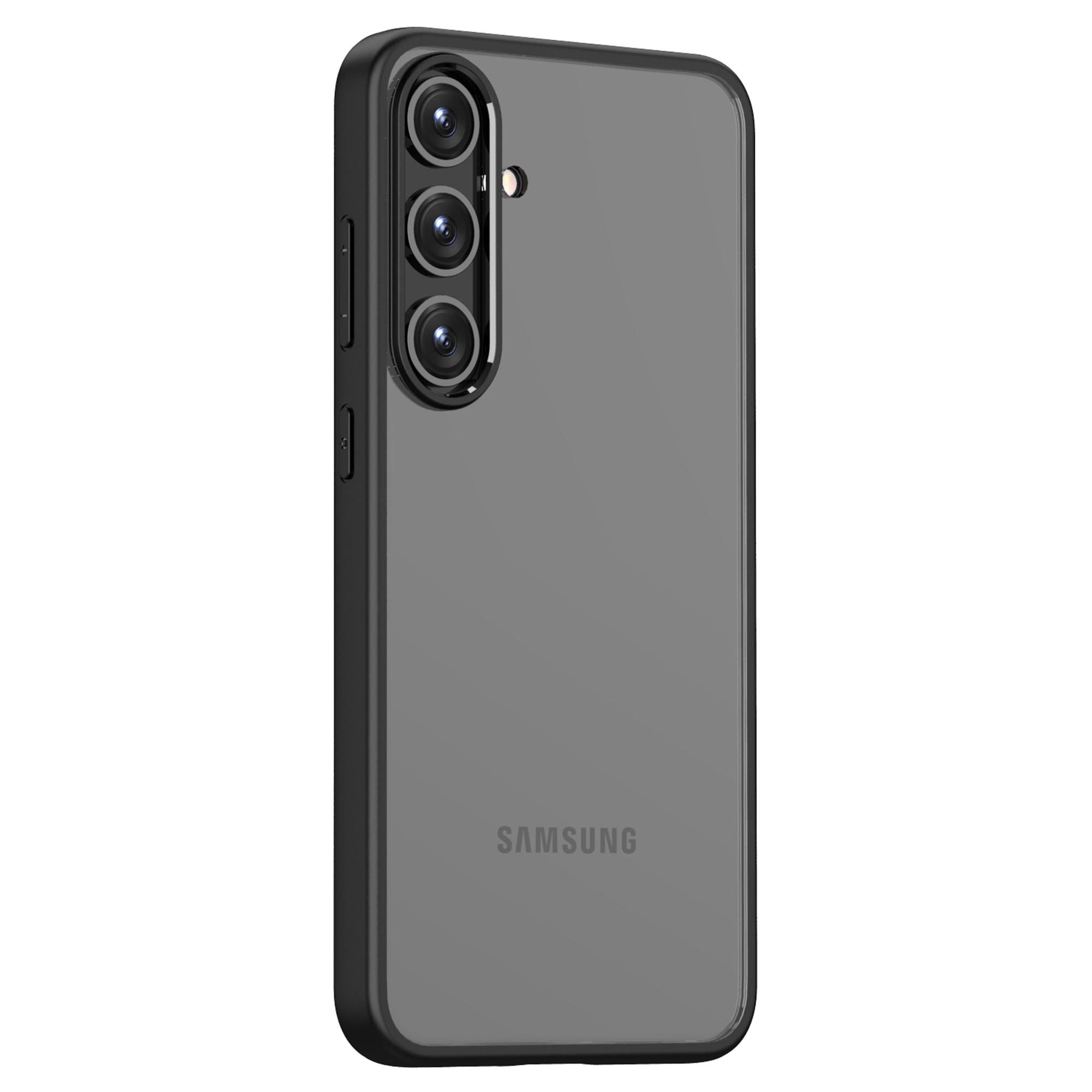 

For Samsung Galaxy S24+ Case Crystal Clear Hard PC+Soft TPU Phone Cover Black