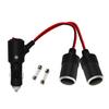 DC12V/24V Double Socket Car Lighter Chargers Adapter With Builts In 15A Fuse And Power Indicators Heat Resistant Case