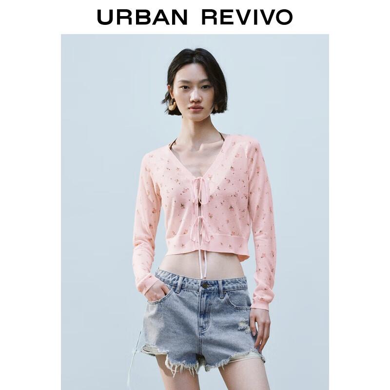 UR 2025 Summer Floral V-neck Knit Cardigan S