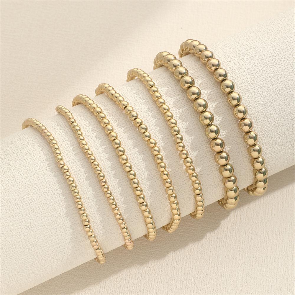 European and American simple and versatile handmade beaded bead bracelet set, gold bead light luxury bracelet 1 piece