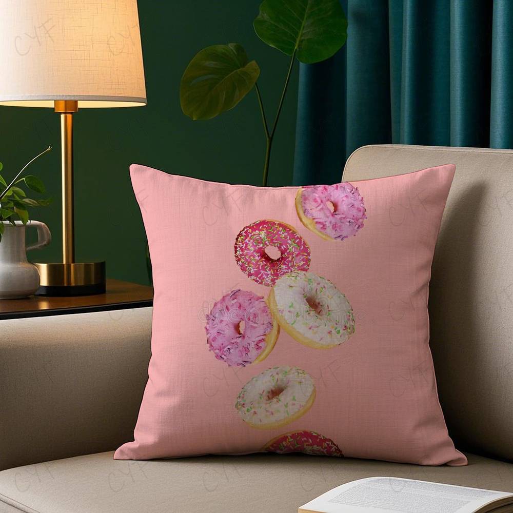 Sweet Donut Cute Anime Pillow Case Custom Printed Brushed Fleece Pillow, Baby Skin-Touch, Eco-Friendly Dye-Sublimation Cushion F
