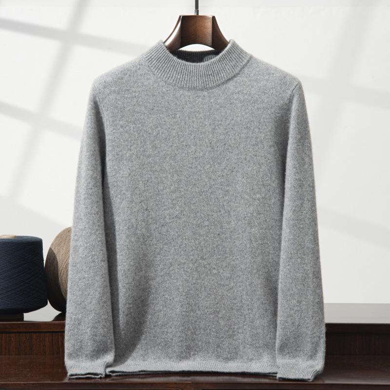 Men's Half-High Collar Thickened Cashmere Sweater - Soft Seven-Gauge Knit for Autumn/Winter